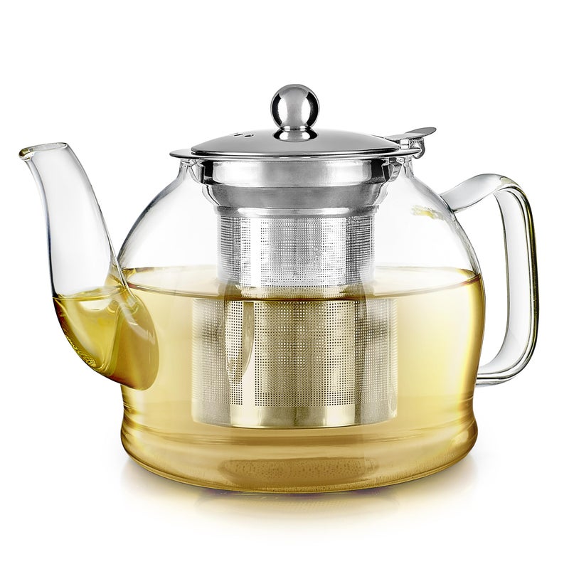 Teabloom Dublin Glass Teapot â€“ Premium Borosilicate Glass with Removable Stainless Infuser â€“ Stovetop Safe â€“ Ideal for Loose Leaf Tea â€“ Tea for Two â€“ 27 oz. / 800 ml (2-3 Cups) - Image 1